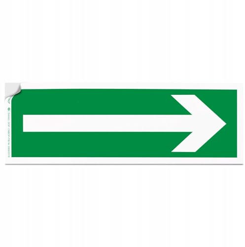 PRINTIMA Fluchtwegbeschilderung 30x10 cm (01E) | Richtungspfeil nach rechts oder links | Selbstklebender Sicherheitsaufkleber | Nachleuchtend | Perfekt für Notausgänge