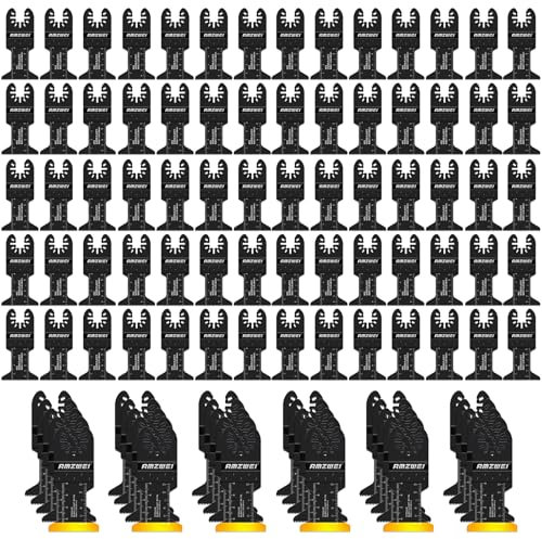 100PCS Oscillating Multi Tool Blades & Accessories Set – Titanium Saw Blades for Wood Metal Nails Drywall Cutting with Storage Bag Compatible with DeWalt Makita Dremel Milwaukee Ryobi