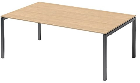 BISLEY Cito Chefarbeitsplatz/Konferenztisch, 740 mm höhenfixes U-Gestell, Metall, Mp334 Dekor Ahorn, Gestell Anthrazitgrau, 120 x 200 x 85 cm