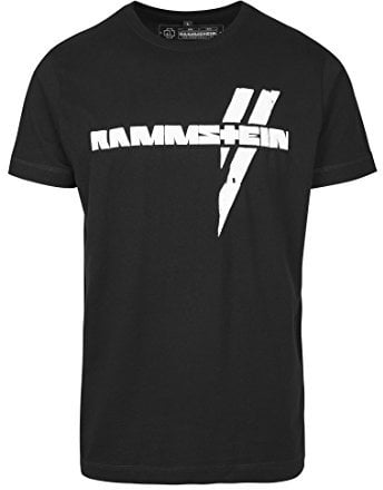 RS Herren RS003-Rammstein Weiße Balken Tee T-Shirt, Schwarz, M