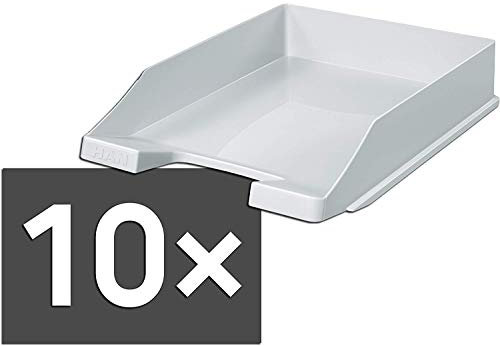 HAN 1027-X Briefablage KLASSIK, DIN A4/C4, stapelbar, stabil, modern (10er Pack | lichtgrau)