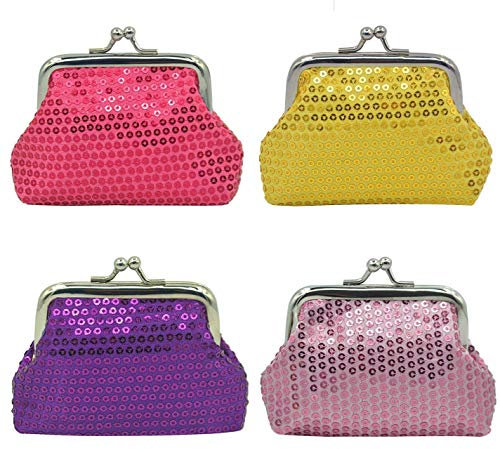 mciskin 4 Pièces Porte-Monnaie en Paillette Changement Monnaie Mini Poche à Monnaie pour Femmes Filles 3.5 L X 2.8 H