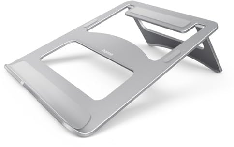 Hama Laptop-Ständer Notebook-Ständer aus Aluminium (Laptophalter für Geräte bis max. 40 cm (15,6 Zoll), Erhöhung 7 cm, rutschfest, klappbar, optimale Laptop-Belüftung, Notebook Stand) Silber