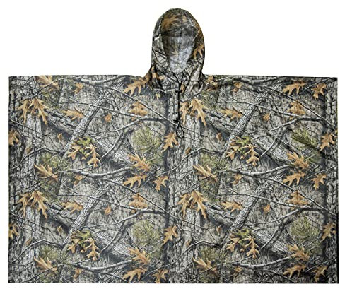 LOOGU Leichter wasserdichter Regenponcho mit Kapuze Camouflage Design Ripstop Mehrzweck Regenmantel für Männer und Frauen Regencape schnell trocknend wiederverwendbar Für Camping Angeln Jagd Events