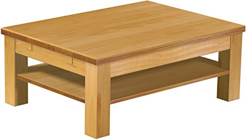 B.R.A.S.I.L.-Möbel Brasilmöbel Couchtisch Rio Classico 100x73 cm Honig mit Ablage Wohnzimmertisch Holz Tisch Pinie Massivholz Stubentisch Beistelltisch Echtholz Größe und Farbe wählbar