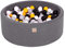 MEOWBABY Piscine À Balles 90X30cm/200 Balles ∅ 7Cm pour Bébé Enfant Bambin Jouets pour Les Tout-Petits Fabriqué de Jouet Rond Mousse Fabriqué en UE Gris Foncé: Gris/Blanc/Noir/Jaune