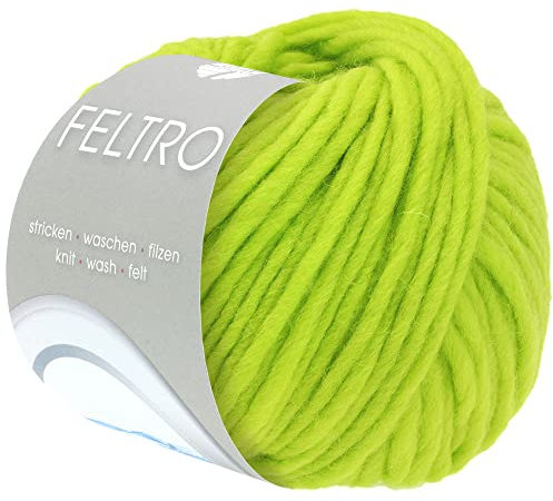 LANA GROSSA Feltro | Filzgarn für Kreativhandwerk, vielseitig, hochwertige Wolle zum Nass- und Trockenfilzen | Handstrickgarn aus 100% Schurwolle | 50g Wolle zum Stricken & Häkeln | 50m FB 95