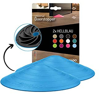 Doornado Starker Gummi Türstopper - Türhalter ohne Bohren - Für alle Arten von Türen und Böden - 118x25mm – Designpreis - Blau