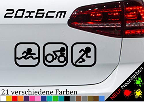 Triathlon Aufkleber 20x6cm Sticker Decal Schwimmen Rad laufen Swim Run Bike JDM in 21 Farben