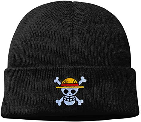 Chapeau Tricoté à Volants Luffy Monkey D. - Bonnet d'Hiver en Laine, Roll Cap Long, Marin Unisexe, Tasse: Noir