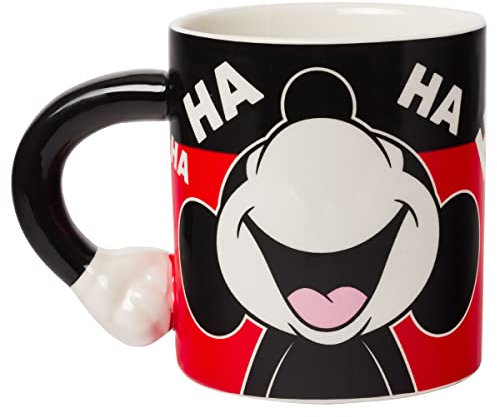 Silver Buffalo Disney Mickey Mouse Laughing Face Tazza in ceramica con manico scolpito, 590 ml