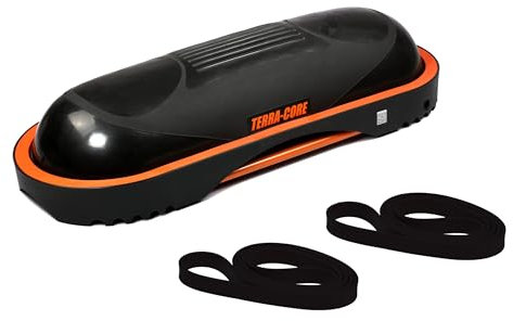 L.A. Sports Terra Core Multi Fitnessgerät Balance-Trainer Steppbrett Trainingsbank inkl. Trainingsbändern