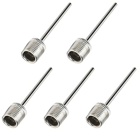 5er Set Ballnadeln für Ballpumpe | Ersatznadeln mit Gewinde für Luftpumpe | Ventilnadeln für Fußball, Basketball, Fußbälle und Diverse Sportbälle | Hohlnadel für Luftpumpen mit Autoventil-Adapter