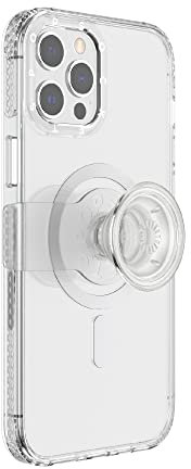 PopSockets: PopCase MagSafe Phone Case for iPhone 12 Pro Max with a Repositionable PopGrip Slide Phone Stand and Grip with a Swappable Top - Clear