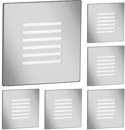 ledscom.de 6 LED luce per scale/apparecchio da incasso FEX per interni ed esterni, griglia, angolare, acciaio inox, 85 x 85 mm, bianco caldo