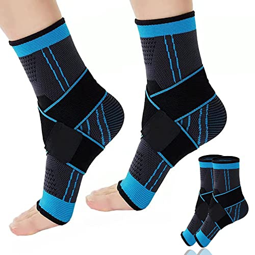 MILAIUN Sprunggelenkbandage, 1Paar Einstellbares Knöchelbandage, Fußbandage, Bandage fußgelenk für Bandschäden, Schwachen Gelenken, Arthritis, Laufen,Sport (XL)
