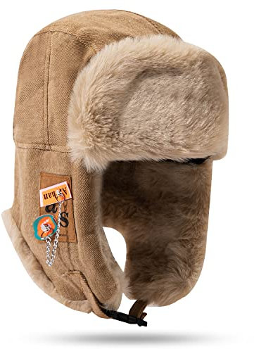 CLAPE Unisex Trooper Trapper Hat Warme Schneedichte Trappermütze Fliegermütze Warme Pilotenmütze mit Kunstfell Russische Mütze