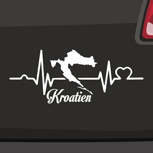 Herzschlag Kroatien Aufkleber -6 Größen 21 Farben- Zagreb Urlaub Adria Hrvatska