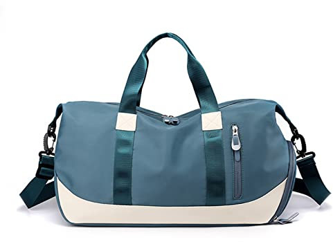 FANDARE Damen Reisetaschen Duffle Bag Nylon Sporttasche Faltbare Sporttasche Weekender Übernachtung Tasche Wasserdicht Handtasche Groß Kapazität Reisetasche für Sport Fitnessstudio Reisen Blau