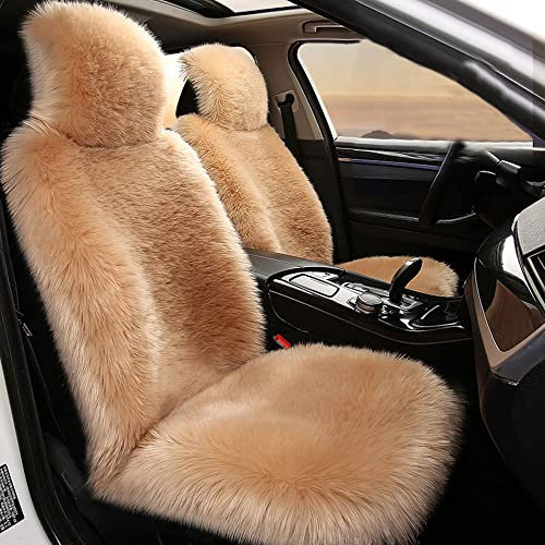 Universal Auto Sitzbezügesets Künstliches Lang Lammfell Für Ford B-MAX C-MAX S-MAX KA Edge Mustang Explorer, 5 Sitze Lammfell Autositzbezug Sitzbezüge