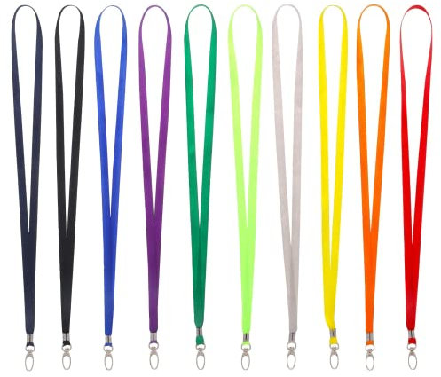 ADAKEL 10 Pezzi Cordino da Collo, Laccetti Porta Badge in Nylon Con Gancio Girevole per Portachiavi, Carta d'identità e Titolare della Carta