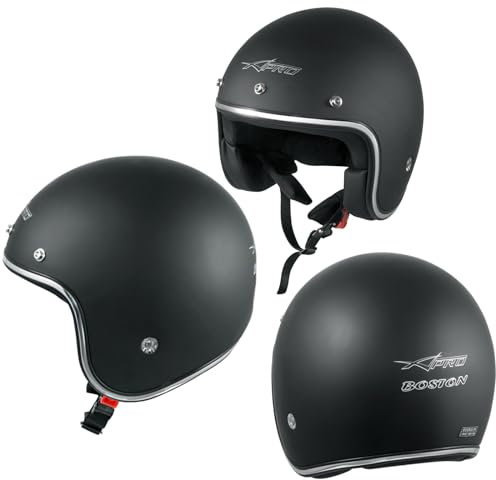 Motorradhelm Helmet Jet Homologated ECE 22-06 Mattschwarz Custom Scooter XXL