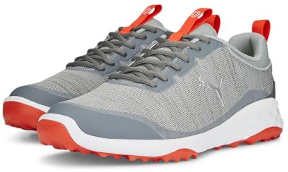 PUMA Herren Fusion Pro Golfschuh, Cool Mid Gray PUMA Silver Red Blast, 47 EU