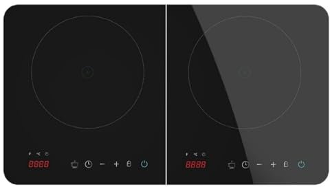 Cecotec Placa de Inducción Portátil de 2 Fuegos Full Magma Double. 3500W en 8-10 Niveles, Digital, Control Táctil y Programable, Protección contra Sobrecalentamiento, AutoOff y Termostato