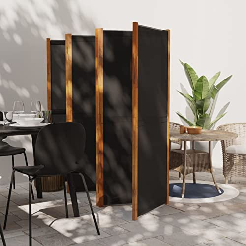 RONGQI 6-TLG. Raumteiler, Trennwand, Paravent, Sichtschutz, Sichtschutzwand, Stellwand, Room Divider, Schwarz 420x180 cm