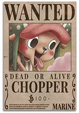 One Piece Chopper Wanted Poster Poster One Piece Chopper Wanted Poster Canvas Art Poster Picture Modern Office Family Bedroom Decorative Posters Gift Wall Decor Painting Poster 08x12inch(20x30cm)