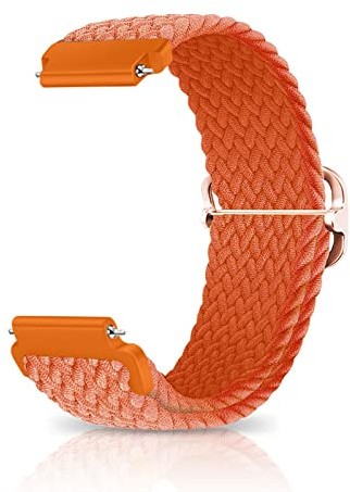 CeiBand 18mm/19mm/20mm/22mm Nylon Trenzadas Correa, Mujer Hombre Solo Loop Elástica Bracelet Deportiva Universal Muñequeras Pulseras de Repuesto Cómodo Transpirable - 20mm Naranja