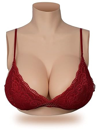 GORGEOVA Silicone Filled Breastplate C-H Cup Fake Breast Plates Drag False Boobs Fake Breast Forms for Crossdresser Cosplay