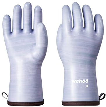 Wahoo Gants Cuisine Silicone Liquide 12 Pouces Anti-Chaleur, Violet, XXL/11 | Gants Fumage Cuisson à Doigts Séparés, Alimentaires, Doublure Coralair, Sans Latex Imperméables, Cuisine et Pâtisserie