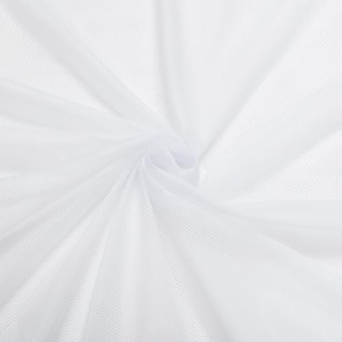 OLYCRAFT Tela de micromalla blanca de 457 x 150 cm, tela de malla de poliéster, malla de poliéster, tela de encaje de tul transparente para envolver regalos, manualidades, costura, decoración de bodas