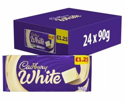 Cadbury Barre de chocolat blanc 90 g x 24 barres