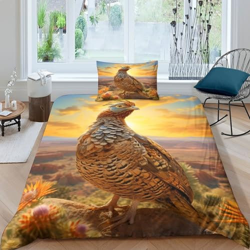 IVYARD Moorhuhn 3D Gedruckt Bettwäsche Sets 2 Teilig Bettbezug Mit Kissenbezügen Soft Microfaser Luxus Modern Mit Reißverschluss Für Erwachsene Und Kinder Single(135x200cm)