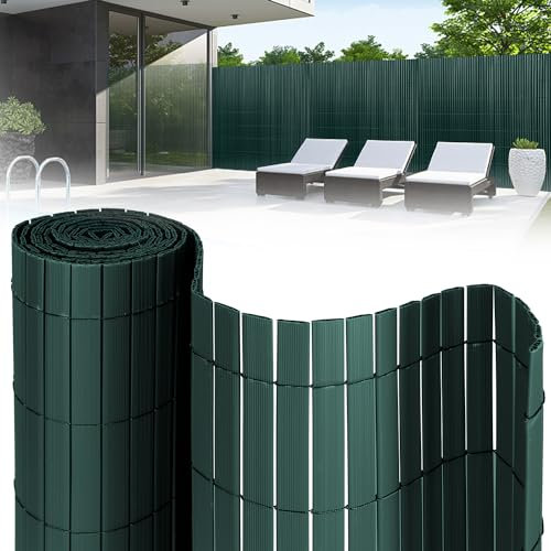 Izrielar Brise-vue en PVC - 80 x 300 cm - Résistant aux intempéries - Avec serre-câbles - Renfort en 4 poids - Pour jardin, balcon, terrasse, extérieur - Vert