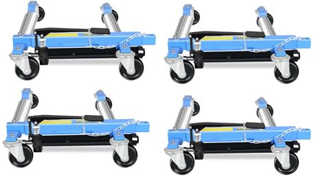 Heavy Duty Car Wheel Dolly Set of 4, 2000LBS Capacity Car Dolly with Hydraulic Tire Jack for Vehicle Positioning for Truck RV Trailer, Dolly Ratcheting Foot Pedal, 360° Swivel Casters