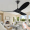 152 cm Nero Ventilatore da soffitto moderno senza luci con telecomando, ventilatore da soffitto in legno per esterni con motore CC reversibile