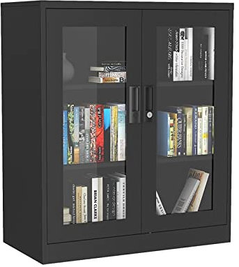 XUJUAN-0227 Aktenschrank Aktenschrank aus Stahl mit Glastür und abschließbarem Schließfach for Büro, Wohnzimmer, Schlafzimmer, Küchenschrank Büroschrank