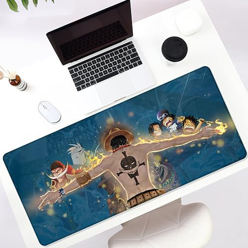 Japan Anime Extended Large Gaming Mouse Pad, One Piece Full Desk Keyboard Mat, XXL Desk Pad, 700×300mm NonSlipRubberBaseKeyboardPad, Waterproof and Anti-Skid for Office Desk Decor