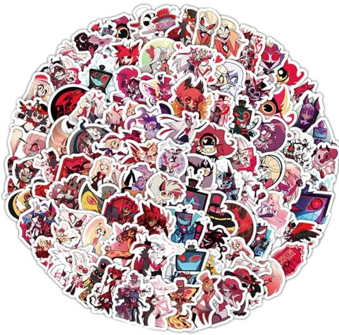 100 Stück Cartoon Hazbin Hotel Aufkleber, Hotels Aufkleber,Anime Vinyl Wasserdicht Ästhetisch Stickers für DIY Bastelarbeiten,Handys,Gepäck,Fotoalben,Fahrräder, Niedliche Party Supplies Aufkleber