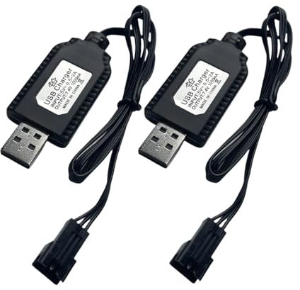 Smart Universal RC USB Charger Cable with SM-3P Plug Compatible RC Car/RC Plane/RC Tank/RC Boat and Other Remote Control Toys for 7.4V Lipo Battery USB Charger with Battery Protection (2)