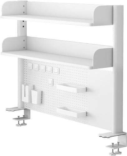 FUYAO Clamp On Desk Organizer Shelf, 23.6/31.5/39.3in Workstation Extender, Computer Desk Accessories for Office, Gaming Desk Privacy Panel, Desktop Shelving System(Size:80cm/31.5in)