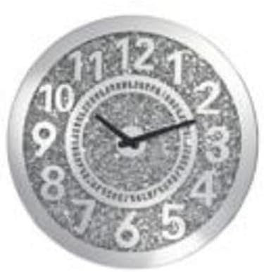 JAYOGLA Luxuriöse silberne Diamant-Wanduhr, 40 x 40 cm, Kristallspiegel, zerkleinerte Diamanten, römische Ziffern, elegante glitzernde Wanddekoration für Wohnzimmer, Schlafzimmer, Büro und