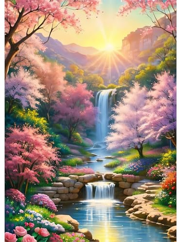 NAIMOER Landschaft Diamond Painting Erwachsene, 5D Diamant Painting Bilder Erwachsene Diamond Painting Wasserfall DIY Diamant Malerei für Home Wand Décor 30x40cm