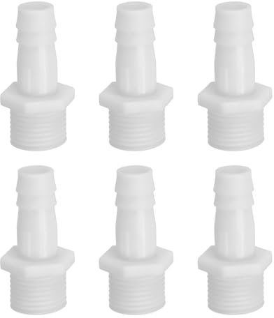 PATIKIL 6 Pack Plastic Hose Barb Reducer Fitting, 1/2 Barb x G1/2 Male Thread Adapter Connector Pipe Fitting Union for Gas Liquid Air Line Tubing Pipe
