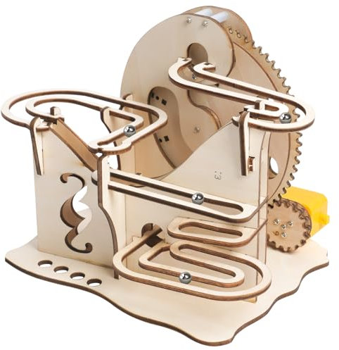 HOTUT Murmelbahn Trackball Modell Bausatz,33 Stück 3D Puzzle Holz Set,Erwachsene Mechanische kugelbahn Holzpuzzle,Holzpuzzle Bastelset für Kinder 8 Jahre und älter und Erwachsene