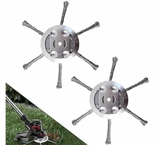 2Pièce Tete Debroussailleuse Universelle, Brosse Debroussailleuse,Tête de Désherbage Fil d'acier, Tête De Coupe-Brosse en Fil d'acier, Élimination Facile des Mauvaises Herbes et de la Mousse(6 Têtes