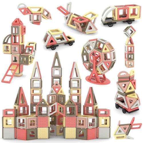 ASOK Magnetische Bausteine Konstruktionsspielzeug für Kinder 169 teiliges STEM Lernspielzeug mit Aufbewahrungstasche, Kreatives Lernspielzeug für Jungen & Mädchen ab 3 Jahren